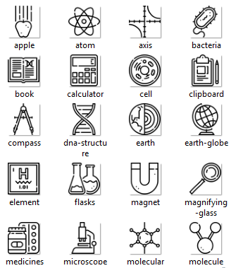 نماد های علم شیمی برای چاپ بر روی کارتن و جعبه